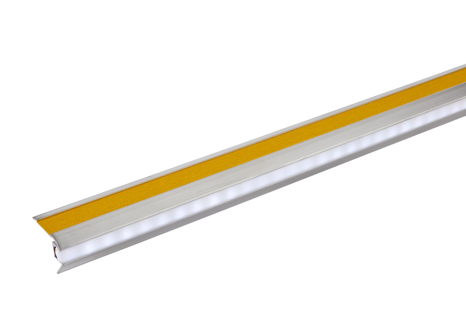 Aluminium Step Edge Profile with Lens and Yellow Anti-Slip Tape