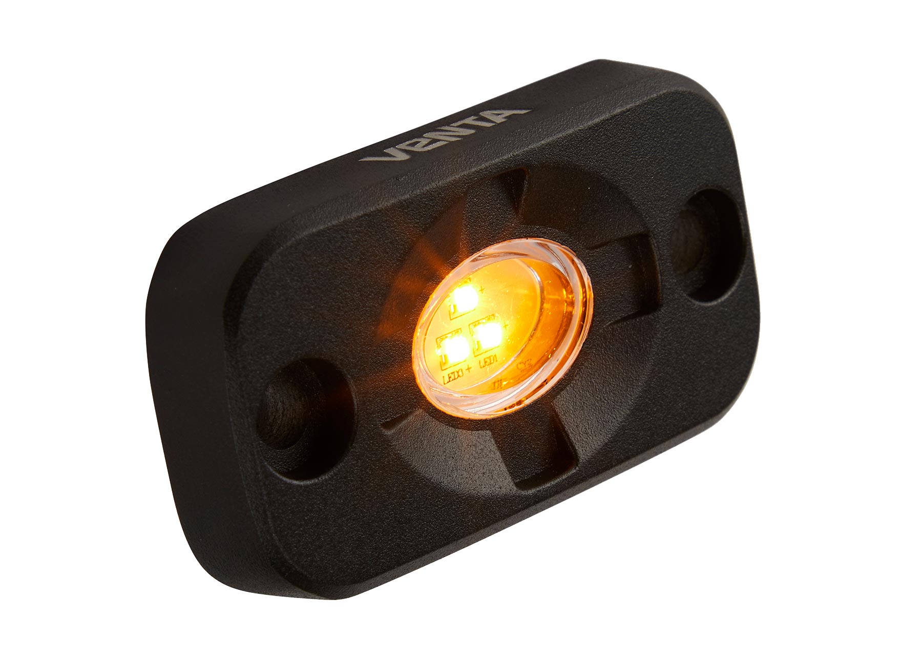 High Power Compact LED Light - Amber with Black Housing